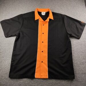 Cruisin USA Bowling Shirt Mens XL High 5 Black Orange Button Up Rockabilly EUC